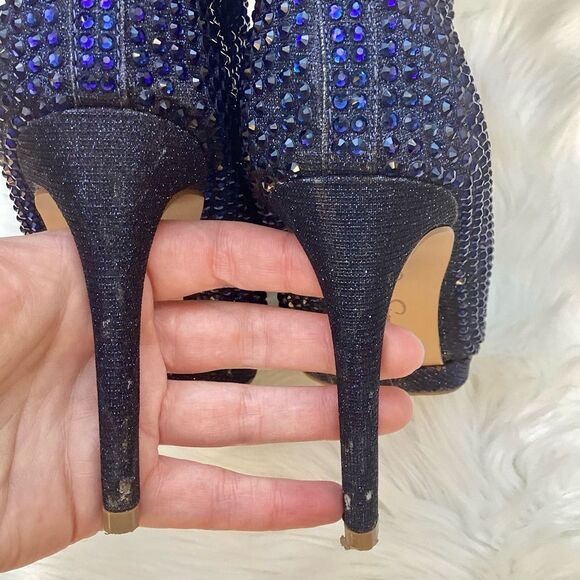 Jessica Simpson Vianne Stiletto Crystal Embellishment Ankle Booties Navy 7 - Picture 6 of 8